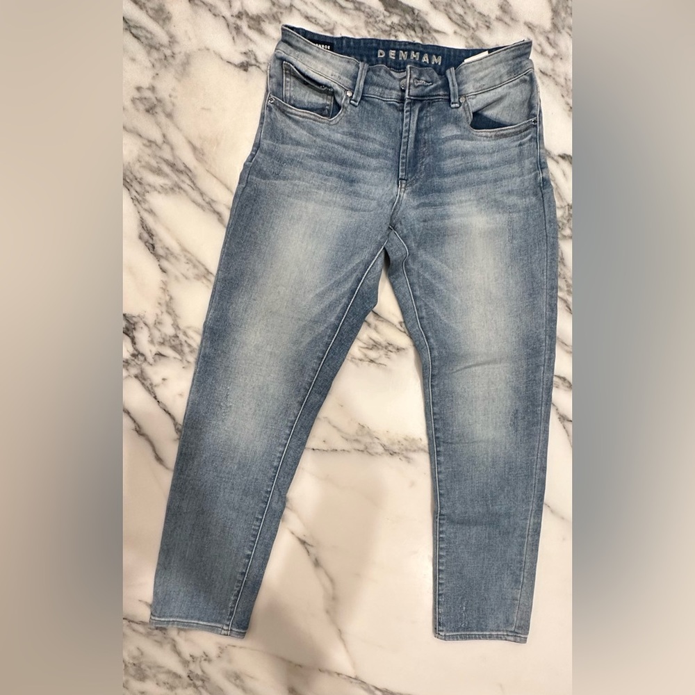 DENHAM jeans light blue wash, girlfriend style, size 28